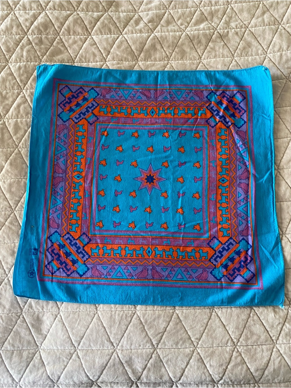 Vintage Paris RN 13960 southwestern-style bandana turquoise colorful patterns